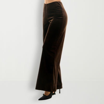 Premier Amour Velvet Womens Mid Rise Wide Leg Pull-On Pants