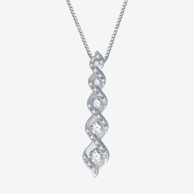 Linear (H-I / I1) Womens 1/3 CT. T.W. Lab Grown White Diamond 10K White Gold Pendant Necklace