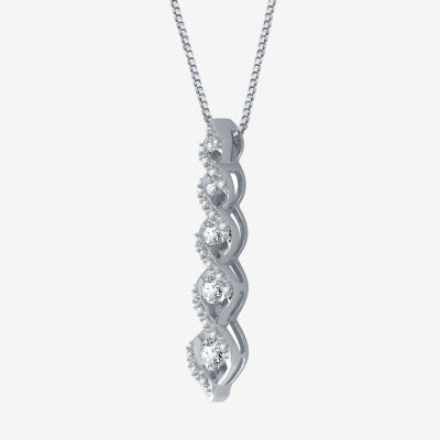 Linear (H-I / I1) Womens 1/3 CT. T.W. Lab Grown White Diamond 10K White Gold Pendant Necklace