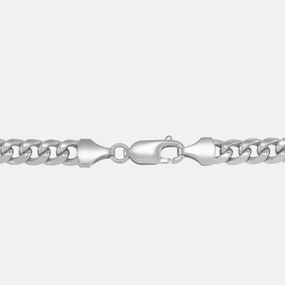 Made in Italy 10K White Gold 14K White Gold 22 Inch Hollow Curb Chain Necklace