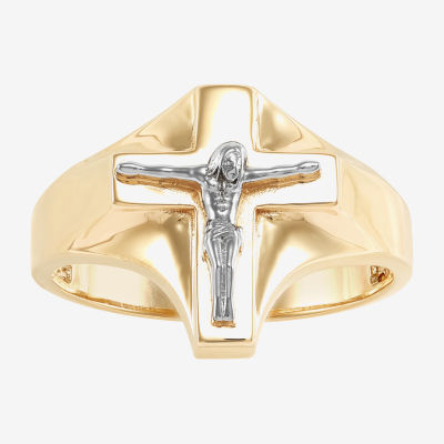 Mens 10K Gold Cross Fashion Ring