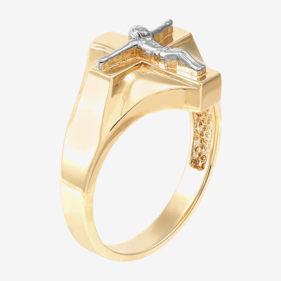 Mens 10K Gold Cross Fashion Ring