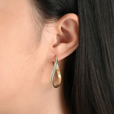 18K Gold Over Silver 35mm Glitter Hoop Earrings