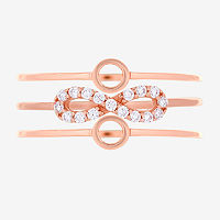 DiamonArt Womens 1/5 CT. T.W. Lab Created White Cubic Zirconia 18K Gold Over Silver Infinity Stackable Ring, 8
