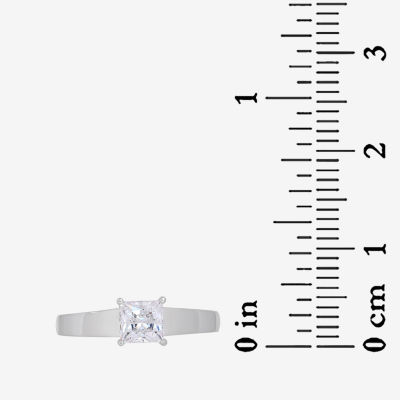 Womens / CT. T.W. White Zirconia Sterling Silver Square Solitaire Cocktail Ring