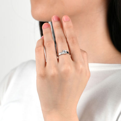 Womens 1 1/7 CT. T.W. White Zirconia Sterling Silver Square Solitaire Cocktail Ring