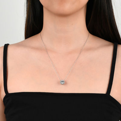 Womens CT. T.W. White Zirconia Sterling Silver Round 18 Inch Pendant Necklace