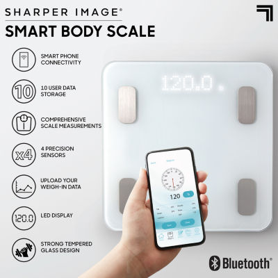 Sharper Image Digital Bathroom Scale, Tracks Body Fat & BMI, Bluetooth/Android/ iOS App Compatible