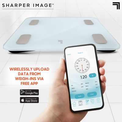 Sharper Image Digital Bathroom Scale, Tracks Body Fat & BMI, Bluetooth/Android/ iOS App Compatible