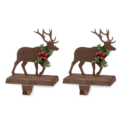 Glitzhome 6.5" Reindeer Christmas Stocking Holder - Set of 2