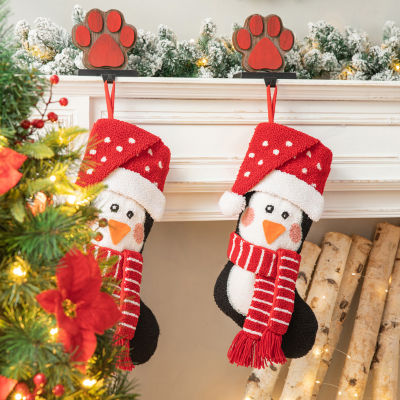 Glitzhome 19" 3D Penguin Hooked Christmas Stocking - Set of 2