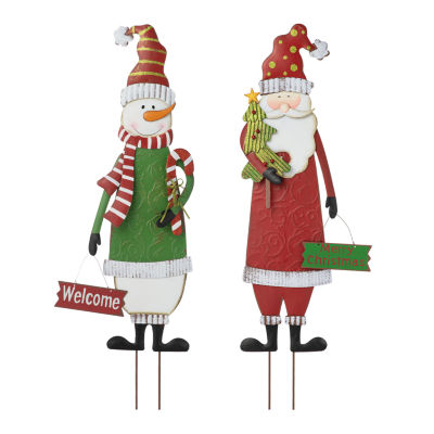 Glitzhome Snowman Santa 2-Pc. Christmas Yard Art