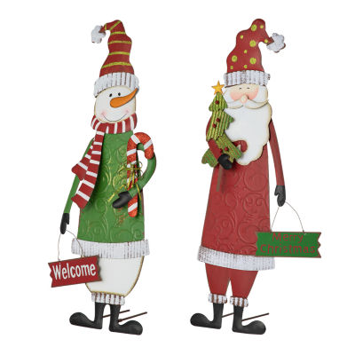 Glitzhome Snowman Santa 2-Pc. Christmas Yard Art