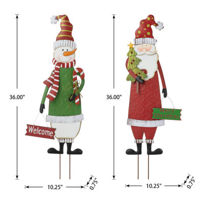 Glitzhome Snowman Santa 2-Pc. Christmas Yard Art