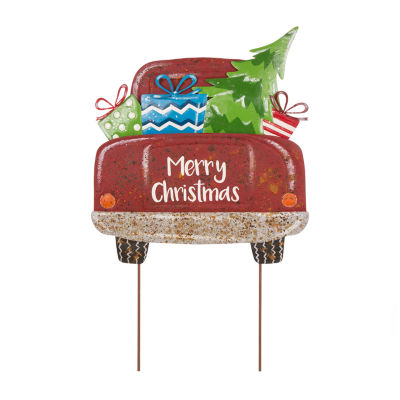 Glitzhome Present Truck Christmas Yard Art