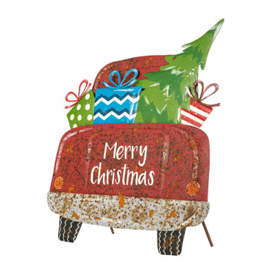 Glitzhome Present Truck Christmas Yard Art