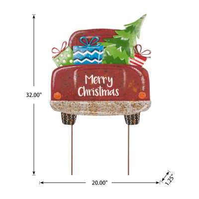 Glitzhome Present Truck Christmas Yard Art