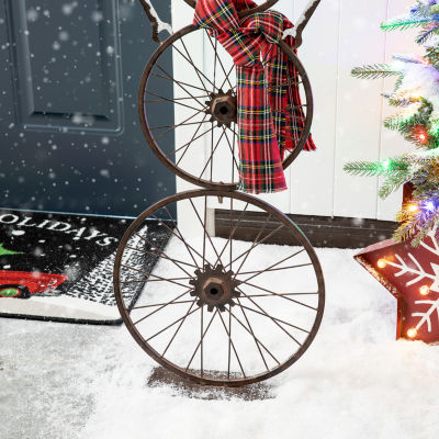 Glitzhome Snowman Wheel Christmas Holiday Yard Art