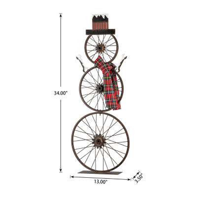 Glitzhome Snowman Wheel Christmas Holiday Yard Art