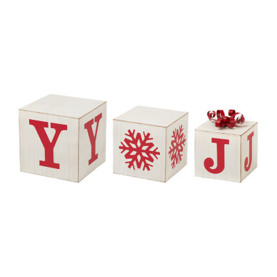 Glitzhome 31.89"H Wooden Decorative Block Christmas Holiday Yard Art