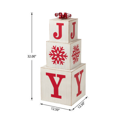 Glitzhome 31.89"H Wooden Decorative Block Christmas Holiday Yard Art