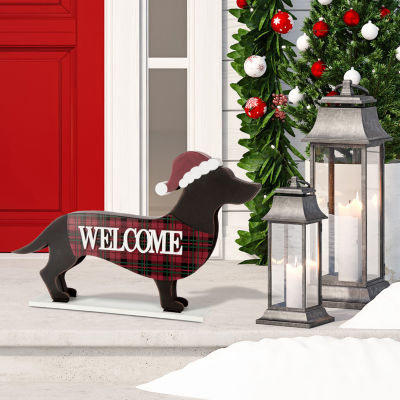 Glitzhome Dachshund Christmas Yard Art