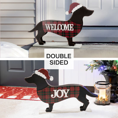 Glitzhome Dachshund Christmas Yard Art