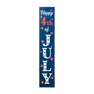 Glitzhome "42.5""H Lighted Wooden Porch Sign" 4th of July Yard Art