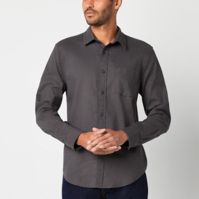 mutual weave Stretch Oxford Mens Regular Fit Long Sleeve Button-Down Shirt