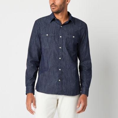 mutual weave Mens Regular Fit Long Sleeve Button-Down Shirt - JCPenney