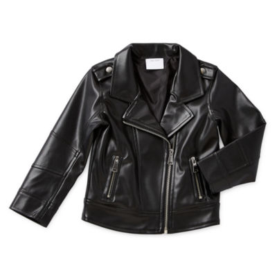 Okie Dokie Girls Faux Leather Lightweight Utility Jacket