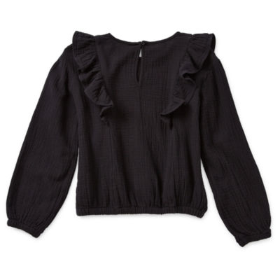 Thereabouts Little & Big Girls Crew Neck Long Sleeve Blouse