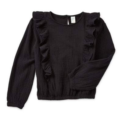 Thereabouts Little & Big Girls Crew Neck Long Sleeve Blouse, Color ...