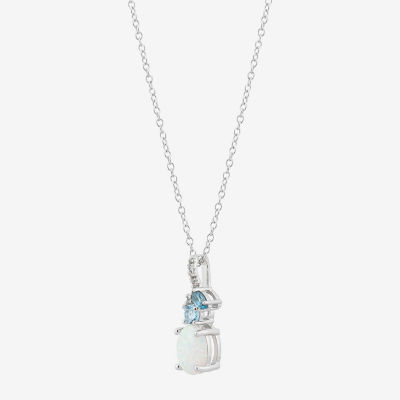 Limited Quantities! Womens Lab Created Opal Sterling Silver 18 Inch Pendant Necklace