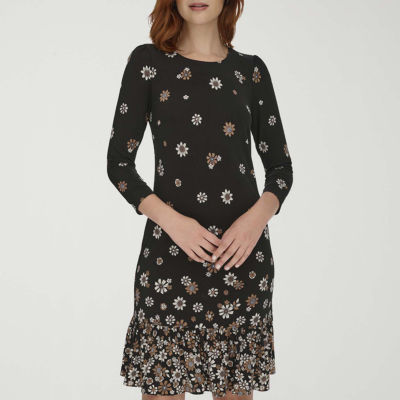 Marc New York Womens 3/4 Sleeve Floral Shift Dress