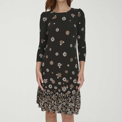 Marc New York Womens 3/4 Sleeve Floral Shift Dress