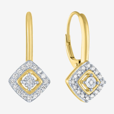 (G-H / I1-I2) 1/6 CT. T.W. Lab Grown White Diamond 10K Gold Cushion Hoop Earrings