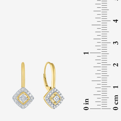 (G-H / I1-I2) Womens 1/6 CT. T.W. Lab Grown White Diamond 10K Gold 19.3mm Cushion Hoop Earrings