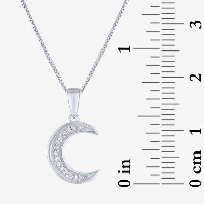 (G-H/I1-I2) Womens Diamond Accent Lab Grown White Diamond 10K Gold Moon Pendant Necklace