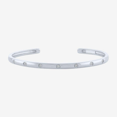 Yes, Please! Diamond Accent Natural White Diamond Sterling Silver Round Bangle Bracelet