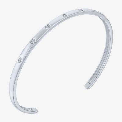 Yes, Please! Diamond Accent Natural White Diamond Sterling Silver Round Bangle Bracelet