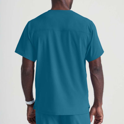 Skechers Sk0112 Structure 1-Pocket Mens Big and Tall V Neck Tag Free Stretch Fabric Moisture Wicking Short Sleeve Scrub Top