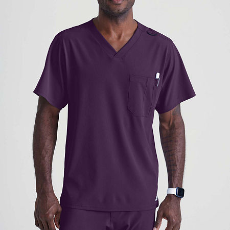 Skechers Sk0112 Structure 1-Pocket Mens Big And Tall V Neck Tag Free Stretch Fabric Moisture Wicking Short Sleeve Scrub Top, 3x-large, Purple