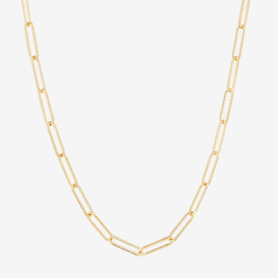 Silver Reflections Textured 14K Gold Over Brass Inch Paperclip Chain Necklace