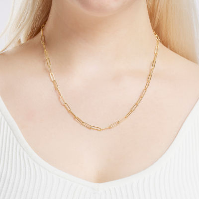 Silver Reflections Textured 14K Gold Over Brass Inch Paperclip Chain Necklace