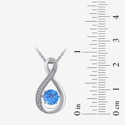 Womens Genuine Blue Topaz Sterling Silver Infinity Pendant Necklace