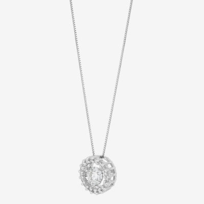 (H-I / Si1-Si2) Womens 3/4 CT. T.W. Lab Grown White Diamond 10K White Gold Circle 18 Inch Pendant Necklace