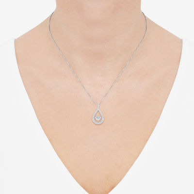 (H-I / Si1-Si2) Womens 1/2 CT. T.W. Lab Grown White Diamond 10K White Gold Pear 18 Inch Pendant Necklace