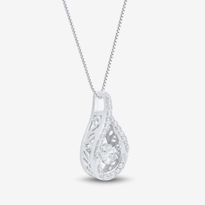 (H-I / Si1-Si2) Womens 1/2 CT. T.W. Lab Grown White Diamond 10K White Gold Pear 18 Inch Pendant Necklace