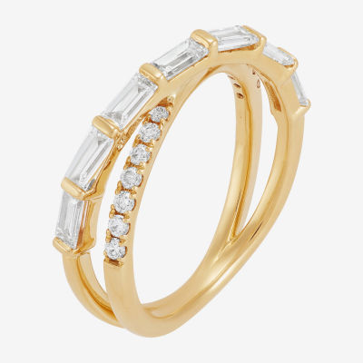 (H-I / Si1-Si2) 2.5MM 1 CT. T.W. Lab Grown White Diamond 10K Gold Crossover Band